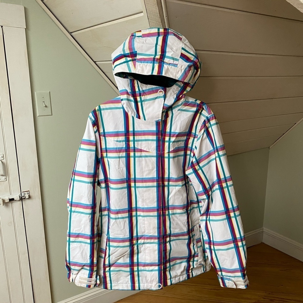 Empyre Technical Outerwear jacket size small teal and pink plaid